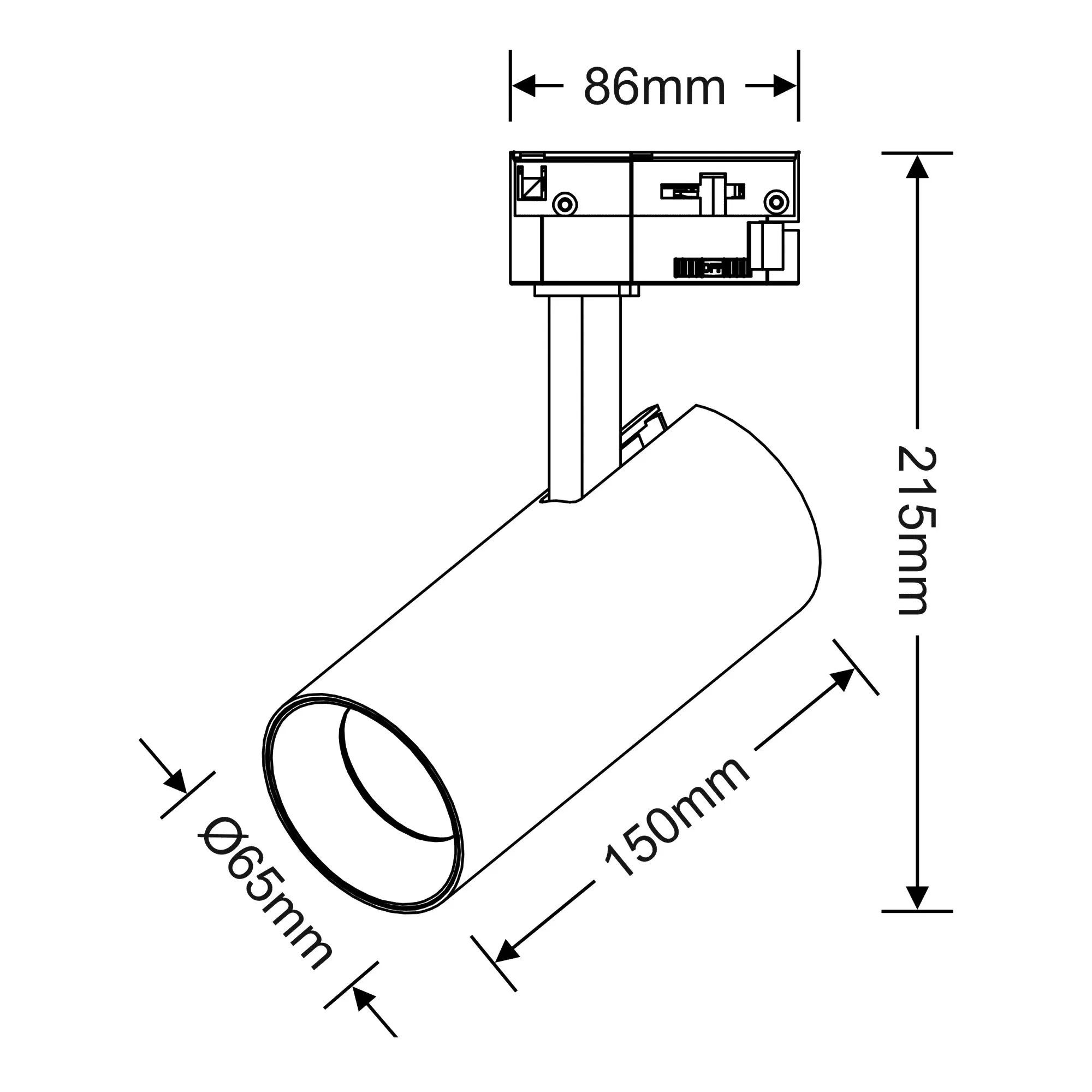DL350347  Eos T 10 Triac Dimmable, Tridonic 10W 688lm 2700K ,12°, Gold & Gold, Cylinder  Track Light,90° Tilt,350° R/tion,3P Adaptor, 5yrs Warranty